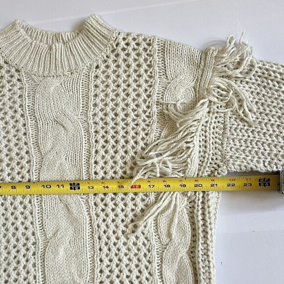 Forever 21 Contemporary Womens Beige Boho Long Sleeve Knit Sweater Size S - Picture 9 of 11